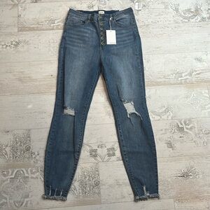 Windsor High Rise Button Up Distressed Skinny Jeans Size 13 / 31